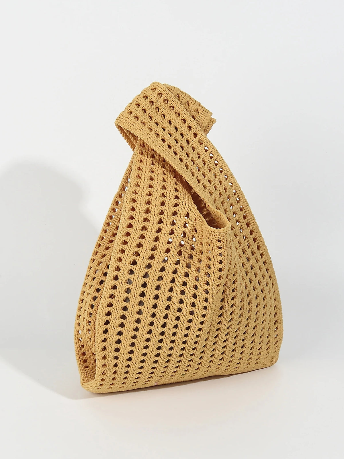 Handmade Knit Handbag Women Mini Shoulder Bag Female Casual Color Wide Stripe Plaid Tote Bag Student Cell Phone Package