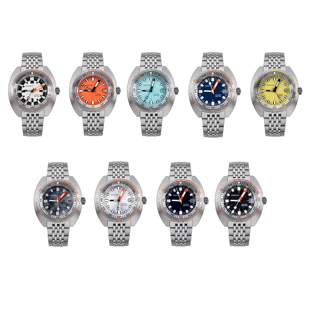 SEESTERN Watch SUB300T Diver Automatic Man Mechanical Sapphire Glass Luminous Date Waterproof 200 Turn Bracelet Wristwatch Retro