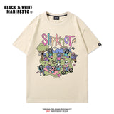 Rock Retro Slipknot T-Shirt Short Sleeve Men's Heavy Metal Cartoon Printed Loose Top Half Sleeve