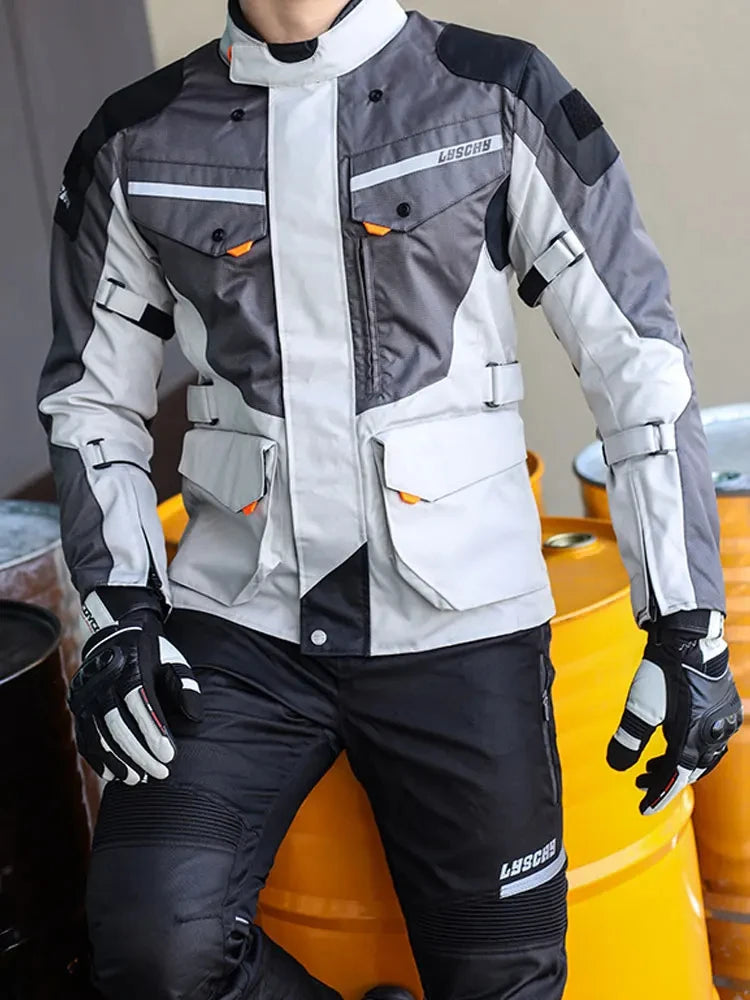 LYSCHY Motorcycle Jacket Pants Suit Cold-proof Waterproof Winter Men Motorbike Riding Moto Jacket Protective Gear Armor Clothing