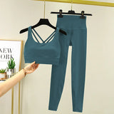 TRY TO BN 2 Piece Yoga Set Women's Tracksuit Sports Bra High Waist Leggings Tummy Control Squat Proof Workout Outfit Gym Clothes