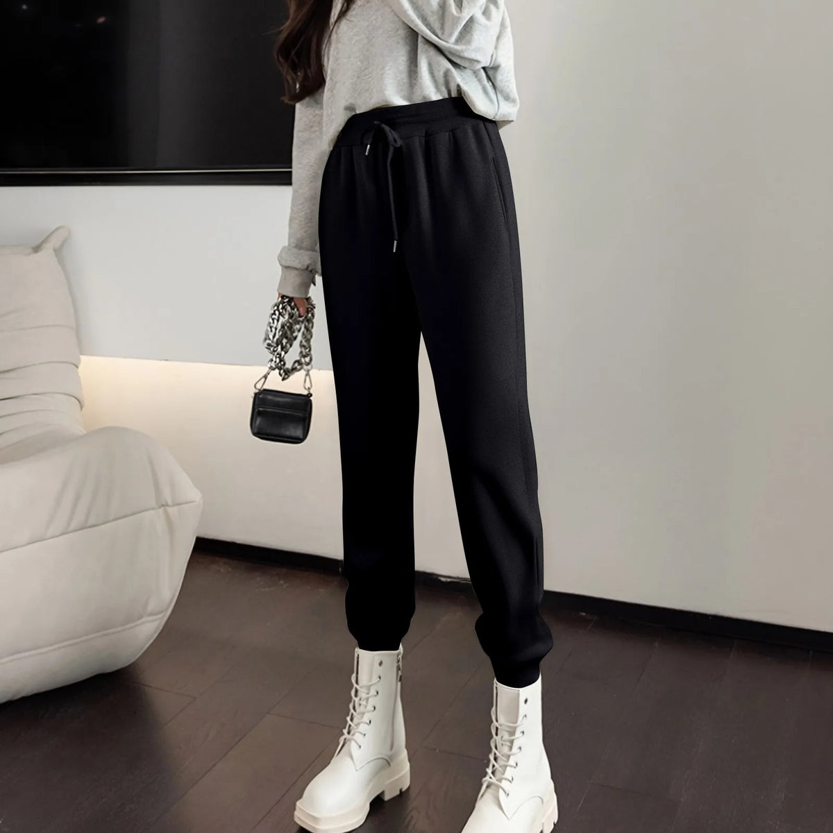 Women's High-Waist Drawstring Straight-Leg Pants