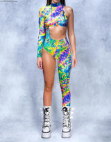 Women's Cyberpunk Rainbow Asymmetrical Bodysuit