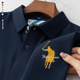Men's Embroidered Cotton Polo Shirt – Breathable Summer Fit