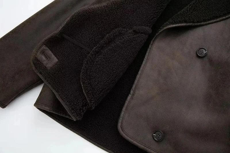 Women’s Oversized Faux Leather Bomber Jacket