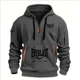 Men’s Printed Fleece Hoodie with Zipper Details