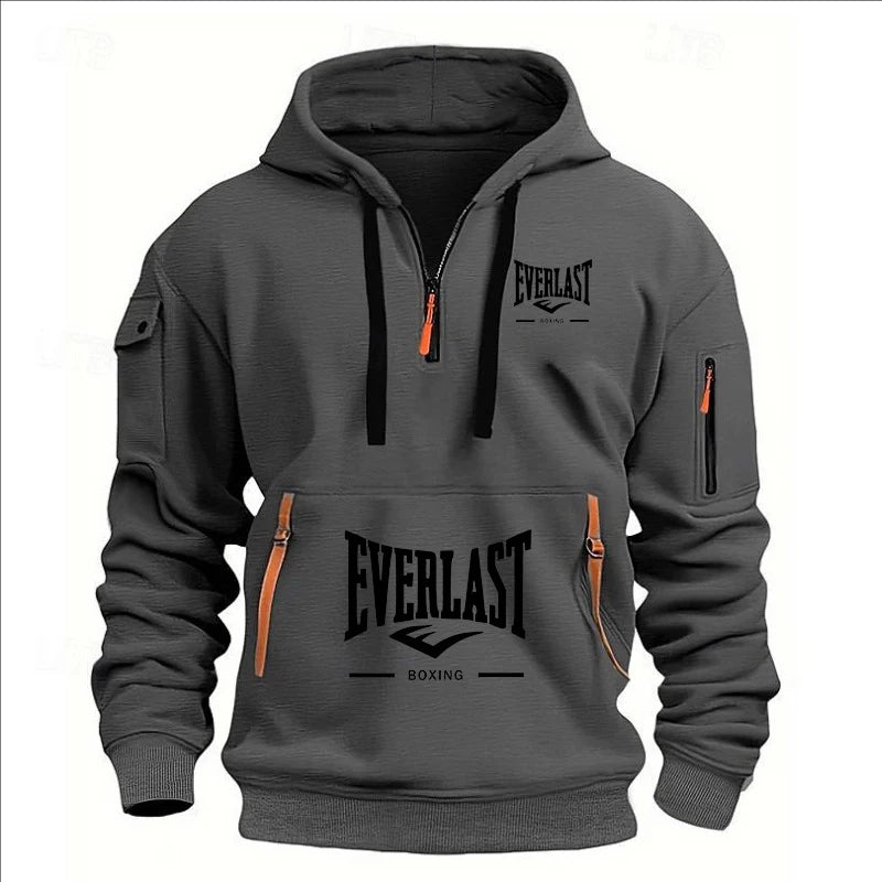 Men’s Printed Fleece Hoodie with Zipper Details
