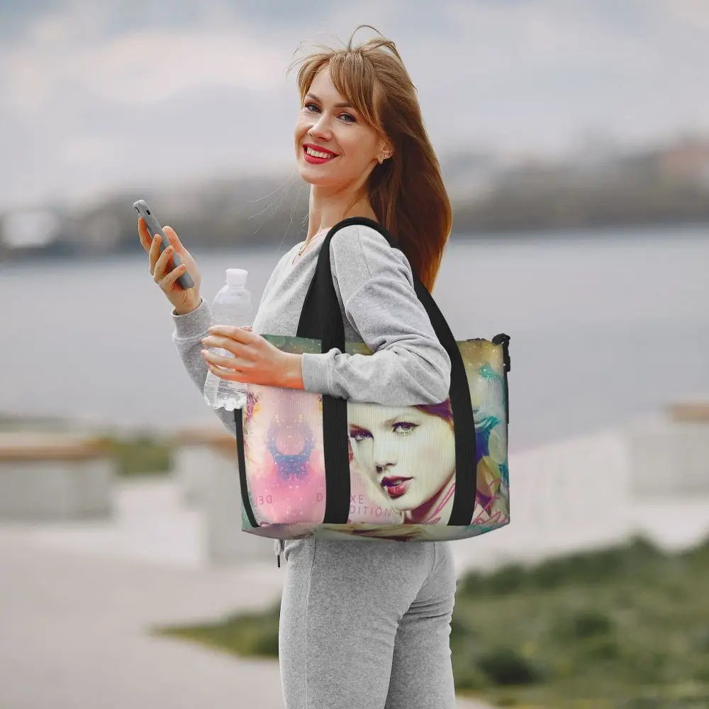Custom The Eras Tour 1989 Taylor's Swift's American Pop Singer Tote Bag Women Large Capacity Beach Gym Travel Bags
