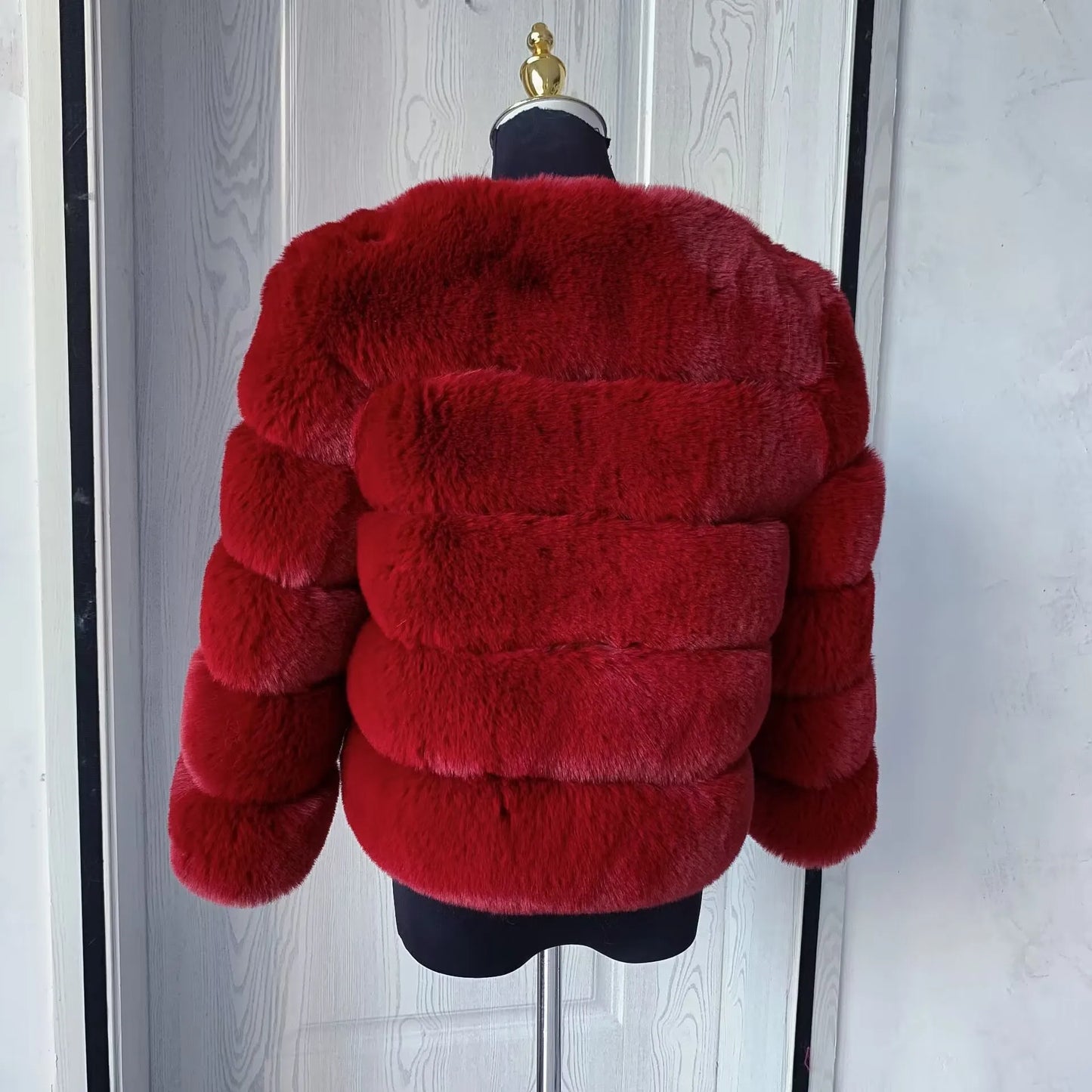 Elegant Winter Faux Fox Fur Crop Jacket