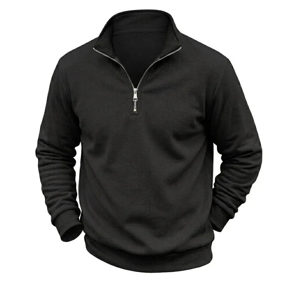 Mens Zip Up Streetwear Mock Neck Jumper Winter Warm Fleece Knit Top Long Sleeve Pullover Outdoor Work Jacket Coats Sweatshirts