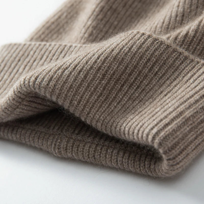 MERRILAMB 100% Cashmere Knit Beanie – Unisex Winter Hat