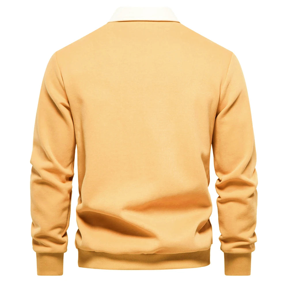 Men’s Cotton-Blend Polo Collar Sweatshirt