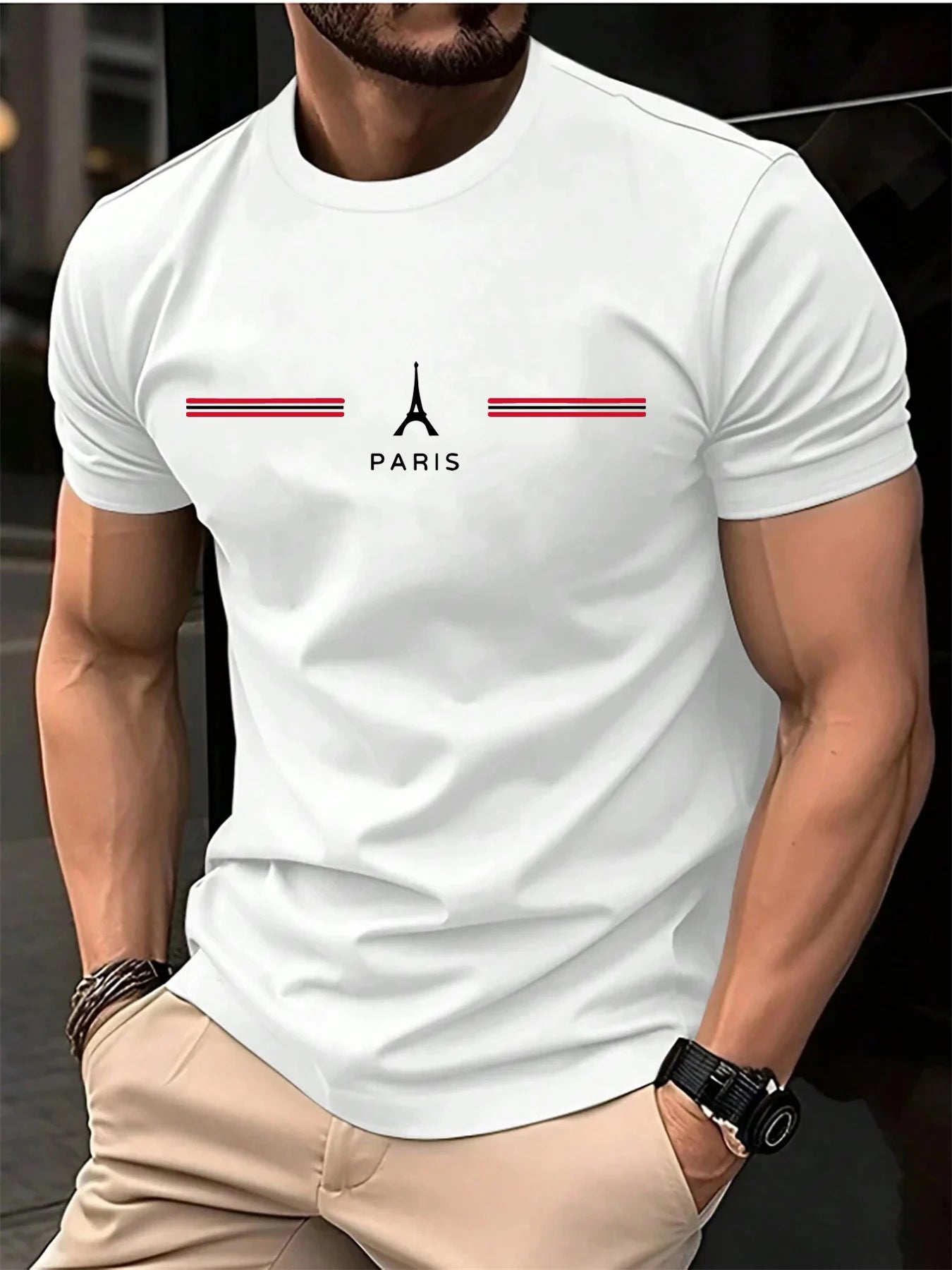 Men’s Paris Print Oversized Cotton Tee