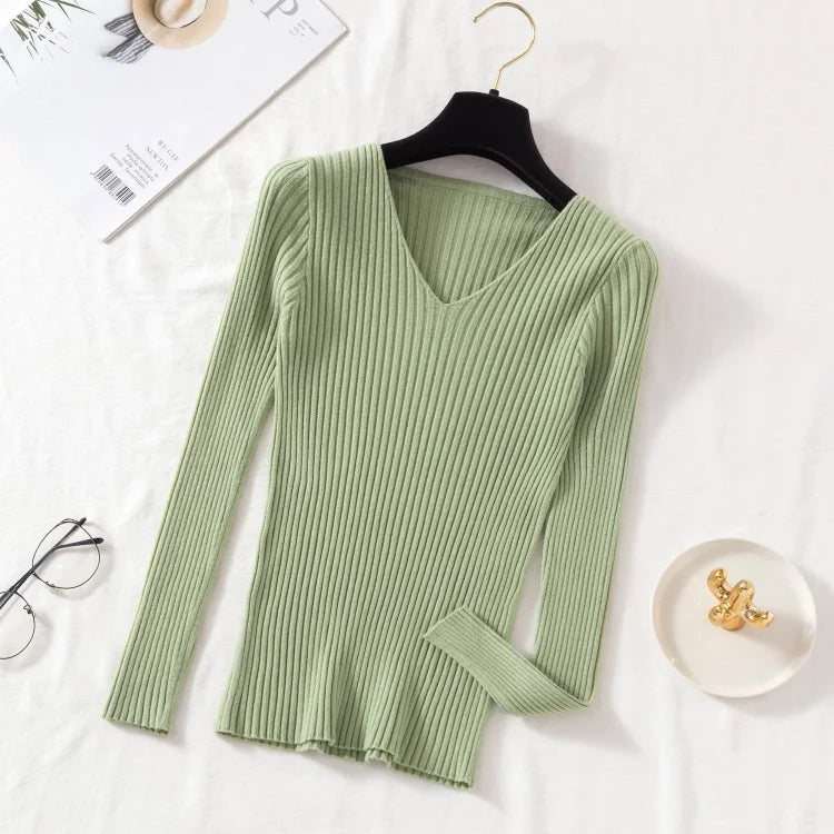 Women's V-Neck Knit Pullover Sweater