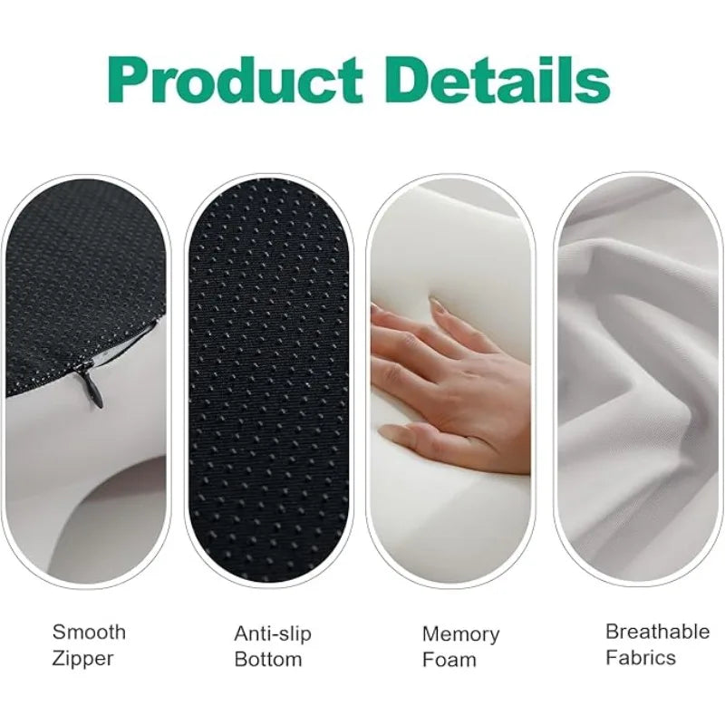 Adjustable Headrest Reading Pillow for Bed Adults - Memory Foam Back Support Wedge for Acid Reflux, Snoring & Legs