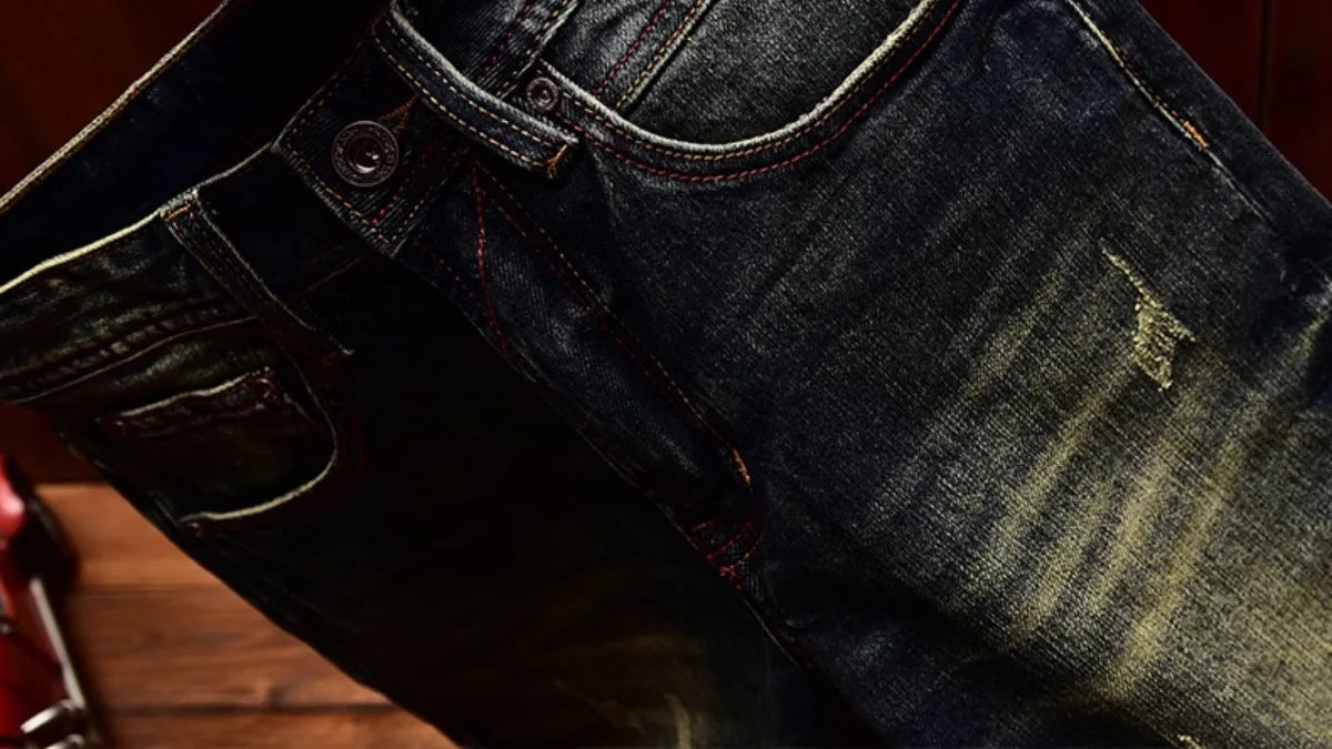 Men’s Vintage-Wash Slim-Fit Straight-Leg Jeans