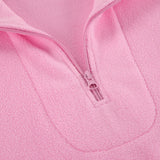 Women Autumn Winter Fleece Hoodies Elegant Stand Collar Zipper Loose Sweatshirt Elegant Solid Pullover Casual Top Streetwear