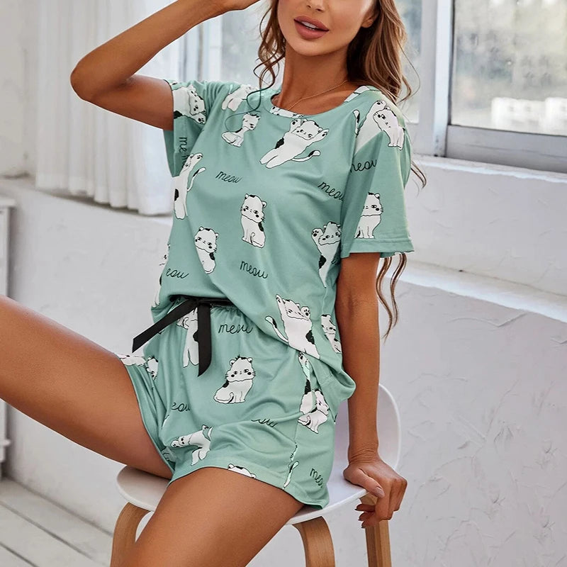 Cartoon Print Women’s Pajama Set
