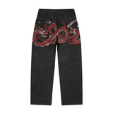 Dragon Embroidery Y2K Baggy Jeans