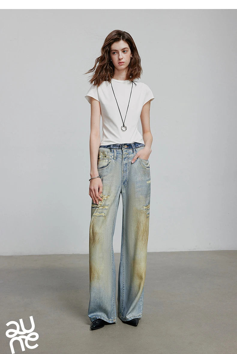 TOYOUTH Women Denim Jean 2025 Spring New Long Pants 8518053
