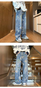 Men’s Vintage Floral Wide-Leg Denim