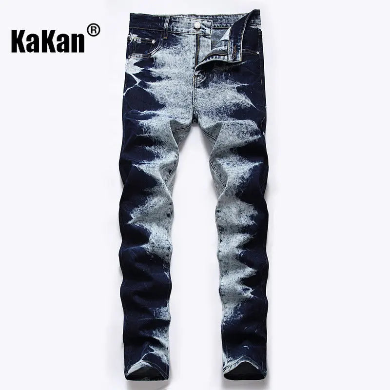 KAKAN Slim Straight Jeans for Men | Dark Blue Stretch Denim