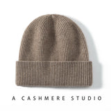 MERRILAMB 100% Cashmere Knit Beanie – Unisex Winter Hat