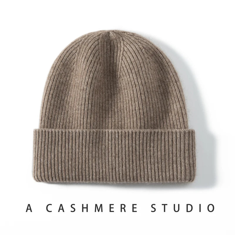 MERRILAMB 100% Cashmere Knit Beanie – Unisex Winter Hat