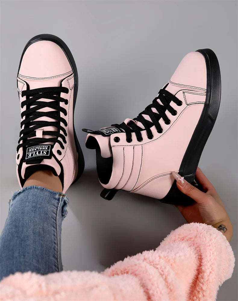 2026 Spring Fashion Red Men's Sneakers High Top Skateboarding Shoes for Men Women Comfortable Unisex Leather Sneakers Size 35-46