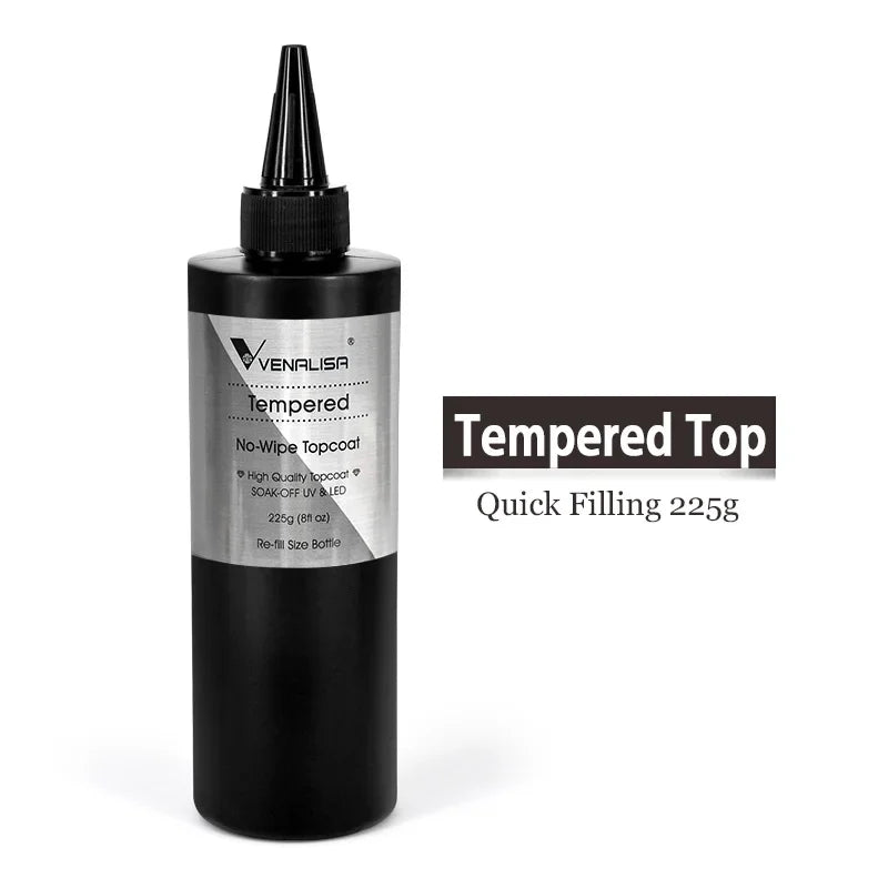 Venalisa Long Wear Tempered Top Coat Reinforce Gel Refill Package Soak Off UVLED Nail Gel Polish Big Volume 225g/30ml Base Gel