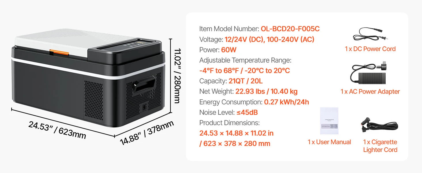 Succebuy 15-55L Portable Cooler Electric Compressor 12V/24V DC 110-240V AC Freezer Refrigerator for Home