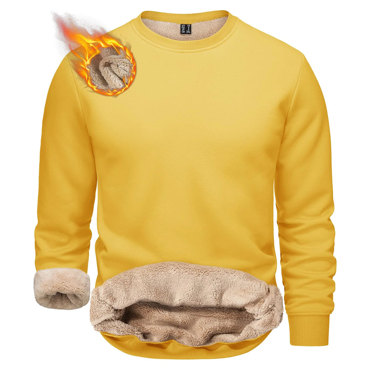 TACVASEN Winter Thicken Fleece Crewneck Sweatshirt Mens Warm Sherpa Lined Heavy Winter Pullover Basic Tops Shirts No Hood Hoodie