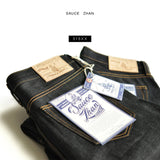 SauceZhan 315XX Taper  fit Selvedge denim Jeans for men  Denim Jeans Unwashed BLUE Jeans 14.5 Oz Motorcycle Jeans