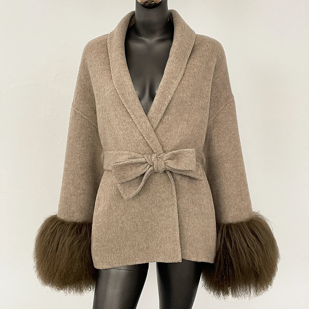 Double-Sided Wool & Fox Fur Jacket