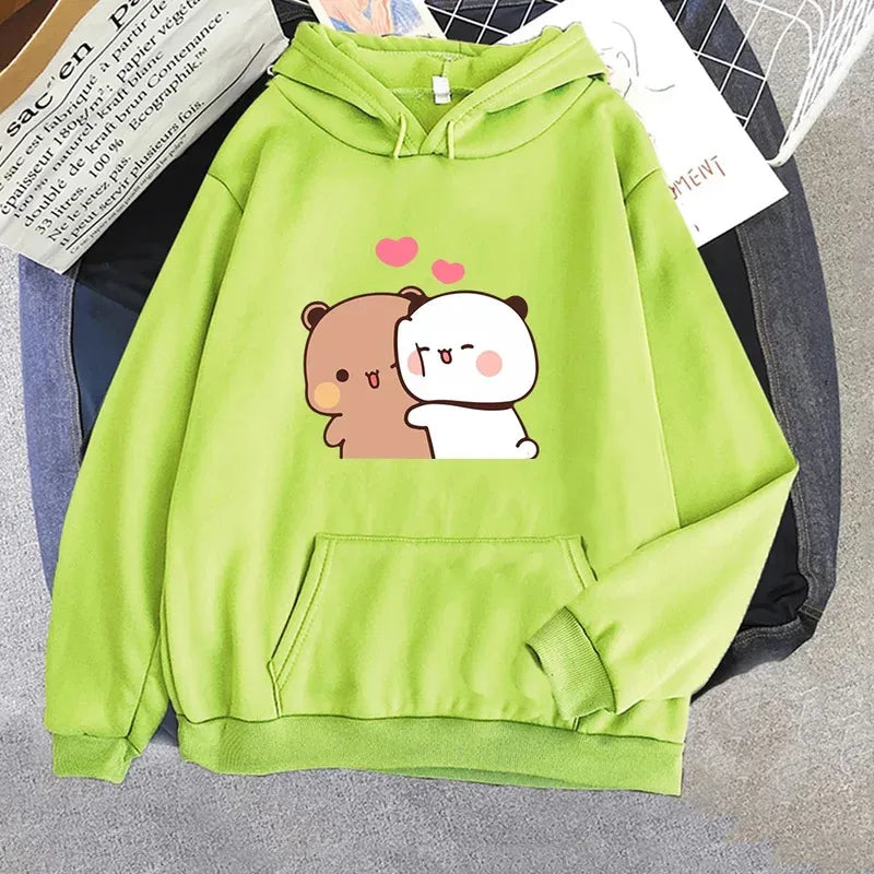 Kawaii Bubu and Dudu Panda Plus Size Hoodie – Unisex Harajuku Fleece Sweatshirt