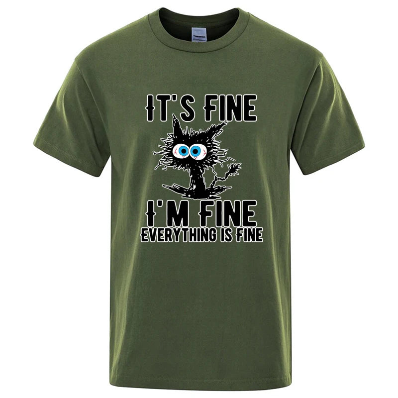 Funny Cool Cat Printed T-shirt
