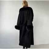 Faux Fur Patchwork Woolen Overcoat