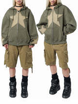 Women's Y2K Star Print Zip-Up Hoodie