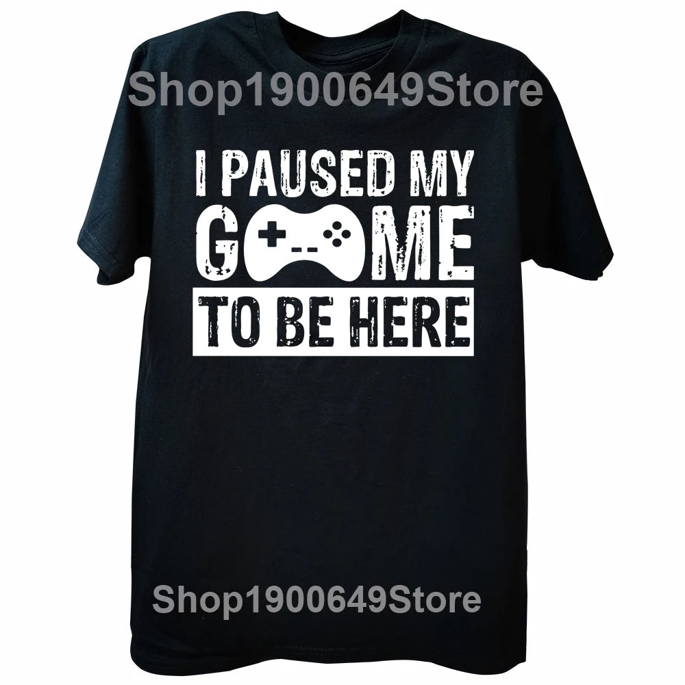Men's Gaming Graphic T-Shirt — "I Paused My Game" Funny Print Tee