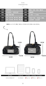 High Version Genuine Leather Pillow Bag for Women 2026 New All-Match Large Capacity First Layer Cowhide Bowling Bag for Women