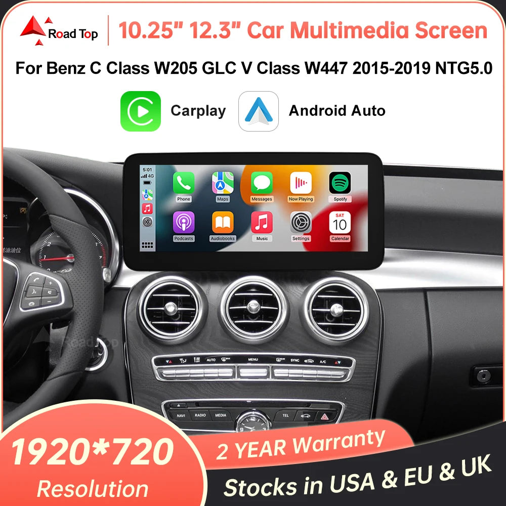 Mercedes-Benz NTG5.0 Wireless CarPlay & Android Auto Screen