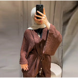 Tie Front Textured Women Set V-Neck Loose Set Wide Sleeve Drawstring Pants Casual Lounge Solid Color 2 Piece Outfits For Daily