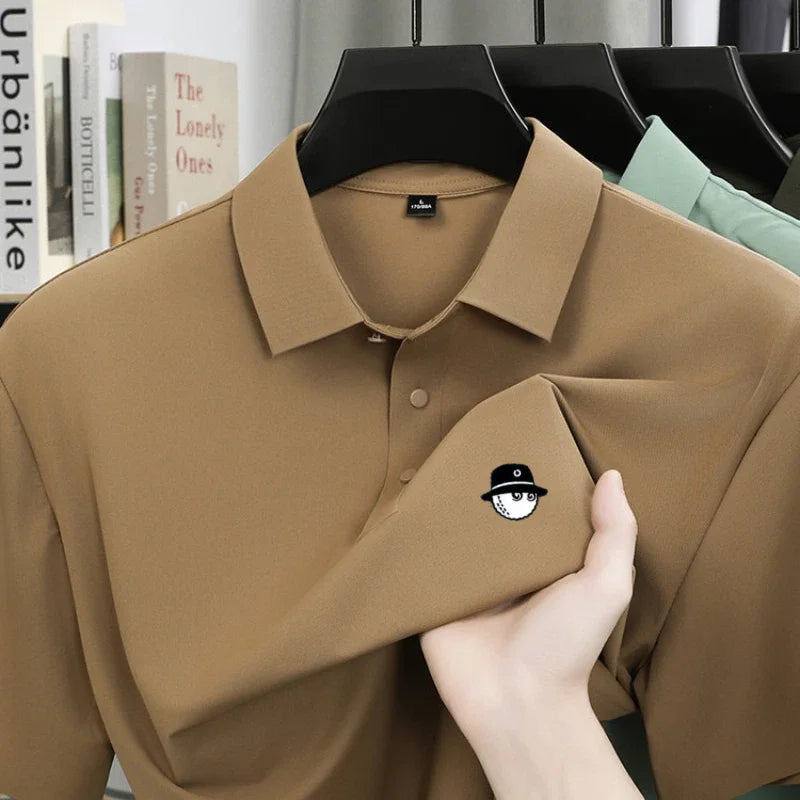 Men's Ice Silk Golf Polo Shirt – 10 Colors, M to 5XL