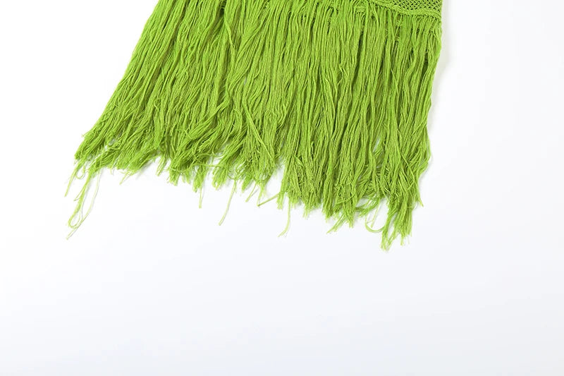 Knitted Tassel Splicing Maxi Dress