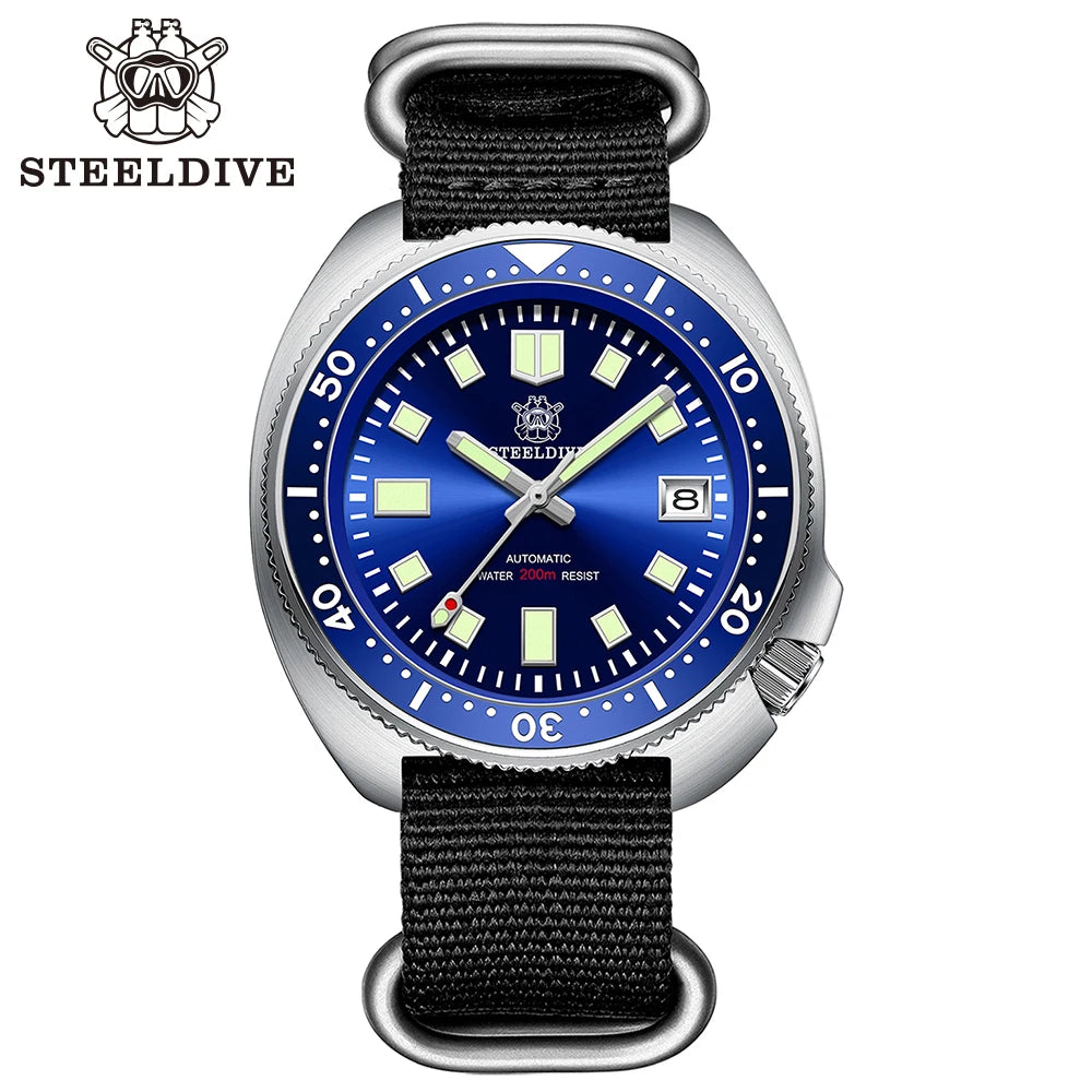 STEELDIVE Classic New Nylon Strap SD1970 200M Water Resistant Sapphire Glass AR Coating Mens Automatic Watch NH35 Dive Watch