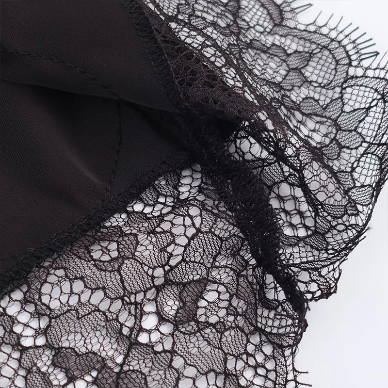 Willshela Lace Hem Pleated A-Line Midi Skirt