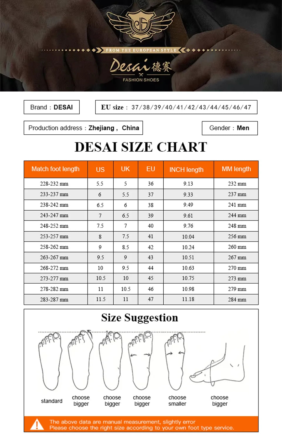 DESAI shoes men's leather shoes men's shoes casual shoes with light soft sole small white shoes men