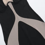 Elegant Mesh Patchwork Halter Gown