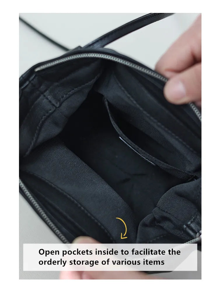 Women's Real Leather Crossbody Bags Luxury Designer Soft Black Shoulder Bag Cowhide Small Size Versatile Fashion Purses