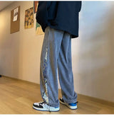 Men’s Bear Embroidered Wide-Leg Jeans